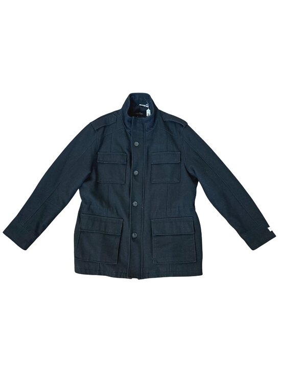 Calvin Klein Other - Calvin Klein Field Coat Men's Black Lg Wool Blend Zip Button 4 Pockets Solid
